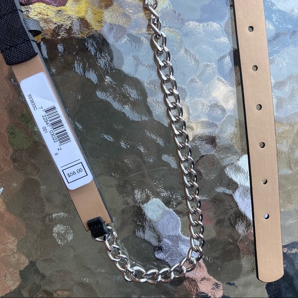 Michael Kors Black Silver Chain Belt New NWT - Picture 3 of 5